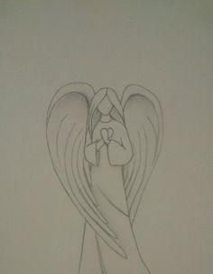 a drawing of an angel holding a heart