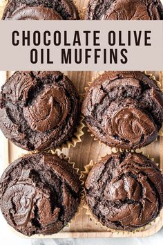 chocolate muffins with chocolate chips and a nutella swirl Chocolate Walnut Muffins, Muffins Made With Oil, Chocolate Muffins Moist, Olive Oil Muffins, Baking With Olive Oil, Scones And Jam, Breakfast Favorites