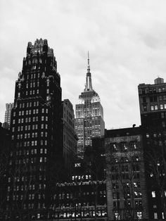 black and white photograph of buildings in new york city