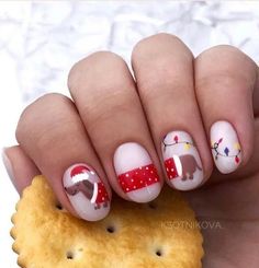 Diy Christmas Nail Designs, Disney Christmas Nails, Christmas Nails Diy, Cute Simple Nails, Christmas Gel Nails, Soft Nails, Nails For Kids