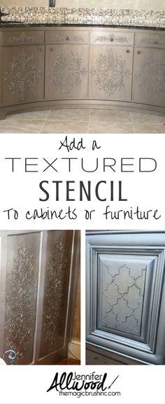 an old cabinet is painted with metallic paint and then it's turned into a decorative feature