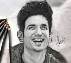 a pencil drawing of a smiling man