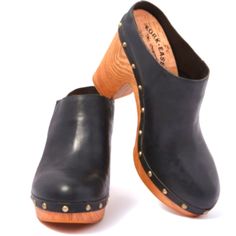 2 Pairs Nwob Kork-Ease Gold Studded Demi Clogs Black Leather Cognac Leather Size 10 Super Cute Comfy Boho Never Worn Bc Too Many Clogs Mule Clogs, Mules Shoes, Gold Studs, Cognac, Clogs, Black And Brown, Black Leather, Women Shoes, Heels