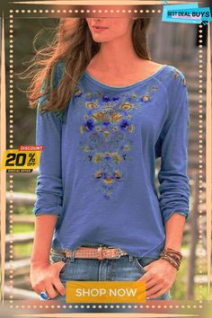 Long Sleeve Casual T-shirt Trendy Fashion Tops Long, Sundance Style, Fashion And Beauty Tips, Trendy Fashion Tops, Top Shirt Women, Women Shirts Blouse, Bohemian Clothes, Unique Designers, Casual T Shirt