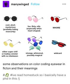 the different types of sunglasses are shown in this graphic above it is an example of how to use them