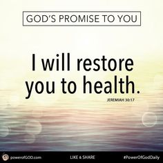 the words god's promise to you i will restore you to health