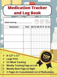 Navigating a complex medication regimen can be overwhelming, whether you're managing your own prescriptions or caring for a loved one. The Medication Tracker and Log Book is a meticulously designed tool to streamline medication management for individuals, caregivers, nurses, and healthcare professionals alike. Say goodbye to missed doses and confusion as you track your medication routine with ease. Whether you're noting symptoms, monitoring progress, or communicating with healthcare providers, this tracker becomes your invaluable companion in your healthcare journey. Invest in your well-being with the Medication Tracker and Log Book today and experience the difference it makes in managing your medications effectively. Medication Tracker, Progress Monitoring, Senior Living, Fitness Tracker, Health Care