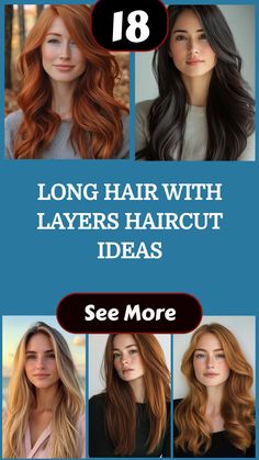 Long hair with layers haircut ideas featuring different hairstyles for inspiration.