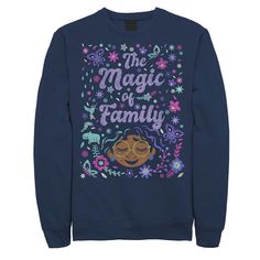 Discover the charmed land of Encanto with this men's sweatshirt. ©Disney. Discover the charmed land of Encanto with this men's sweatshirt. ©Disney. Crewneck Long sleeevesFABRIC & CARE Cotton, polyester Machine wash Imported Color: Navy. Gender: male. Age Group: adult. Pattern: Graphic. Material: Polyester|Cotton Blend. Disney Crewneck, Family Collage, Disney Encanto, Collage Poster, Big & Tall, This Man, Fabric Care, The Magic, Mens Sweatshirts