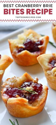 cranberry brie bites recipe on a white plate