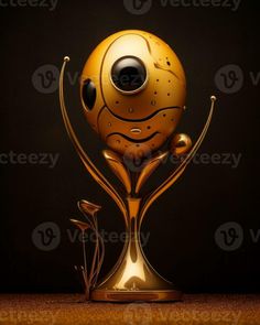 a golden trophy with a face on it generative ai