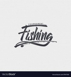 the logo for tournament fishing, which is designed in black and white with hand lettering