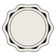 a white plate with black lines on the edges and a circular design in the middle