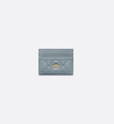 Dior Caro Five-Slot Card Holder Cloud Blue Supple Cannage Calfskin | DIOR Dior Card Holder, Dior Caro, Blue Dior, Designer Wallet, Dior Book Tote, Christian Dior Couture, Wallet Pouch, Dior Wallet, Silver Cufflinks