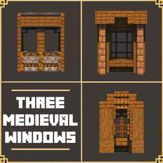 four medieval windows with the words three medieval windows in different styles and sizes on them