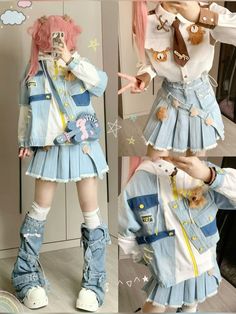 Decora Fashion Outfits Simple, Decors Kei Outfits, Decora Japanese Fashion, Decora Fashion Dti Outfit, Casual Decora Fashion, Decora Outfits, Fantasy Gowns, Y2k Fashion