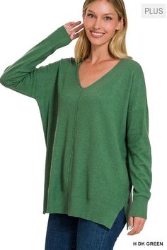 PLUS GARMENT DYED FRONT SEAM SWEATER - SOFT GARMENT DYED SWEATER- RELAXED FIT- RIBBED HEM & CUFF SLEEVETOTAL BODY LENGTH: 27.75", CHEST: 51" approx.- MEASURED FROM 1X/2X* COLOR MAY VARY SLIGHTLY DUE TO MONITOR RESOLUTIONMade In: IMPORTEDFabric Contents: 50% VISCOSE 28% NYLON 22% POLYESTER Stretch fabric Non-sheer fabric Size Measurement (inch):Dimensions (inch): Sweater Print, Chic Sweater, Romper And Jacket, Long Sleeve Outerwear, Chic Sweaters, Knitted Coat, Dyeing Process, Sheer Fabric, Total Body