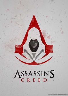 the logo for a video game called assasin's creek, with an image of a person holding a knife