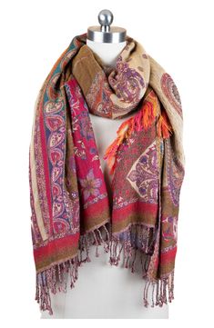 Cozy cotton yarns trimmed with braided fringe define this statement scarf covered in a pretty paisley pattern. 71" x 28" 100% cotton Dry clean Imported Fringe Scarf Outfit, Braided Fringe, Statement Scarf, Paisley Scarf, Paisley Scarves, Formal Outfits, Boho Fall, Fringe Scarf, Formal Outfit