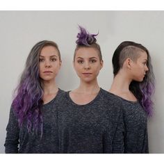 Undershave Haircut, Long Mohawk, Side Shave, Best Ombre Hair, Undercut Long Hair, Purple Ombre Hair, Half Shaved Hair, Ombré Hair, Ombre Hair Color