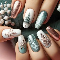 Christmas Gel Nails, Christmas Nails Acrylic, Nail Swag, Festival Nails, Xmas Nails, Nailed It, Nail Art Ideas, Christmas Nail Art, Cute Acrylic Nails