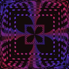 an abstract design in purple and pink on black background with square shapes that appear to be interlocked