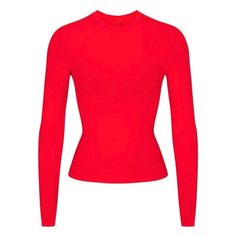 Nwt Only One In Stock Stretch Not See Through Super Comfortable High Resale Rate Very Rare & No Longer Made Tight Fitted Shirt, Red Long Sleeve Tops, Red Bodysuit, Jersey Long Sleeve, Red Long Sleeve, Cute Crop Tops, Basic Shirts, Basic Outfits, Knit Shirt