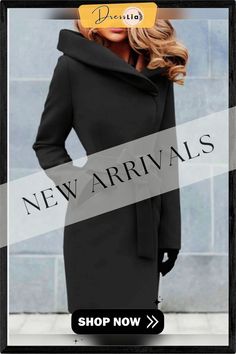 New Women Fashion Solid Color Woolen Jacket Coat Ladies Casual Loose Long Trench Coat Autumn Winter Overcoat Long Jacket Windbreaker Plus Size Luxury Office Outerwear With Stand Collar, Spring Pea Coat With Stand Collar, Elegant Hooded Outerwear In Solid Color, Elegant Hooded Solid Outerwear, Elegant Solid Color Hooded Outerwear, Elegant Solid Hooded Outerwear, Elegant Hooded Pea Coat For Work, Winter Overcoat, Coat Autumn