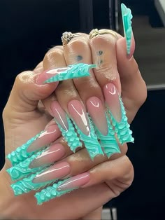 Mint Green  Collar    Color Nails Embellished   Nail,Hand & Foot Care Long Ballerina Press On Nails, Bougie Press On Nails, Long Acrylic Nails Coffin Press On, Long French Tip Press On Nails, Amazing Acrylic Nails Design, Nails Emerald, Turquoise Nails, 4 Tattoo