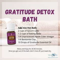 Gratitude Essential Oil, Bath Spells, Living Oils Recipes, Homemade Spa, Detox Bath, Young Living Oils, Bentonite Clay, Best Essential Oils, Oil Blends