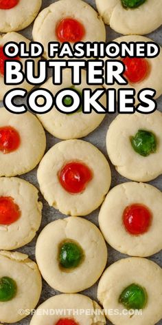 old fashioned butter cookies with ketchup and green peppers on top are ready to be baked