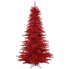 red tinsel christmas tree with white background