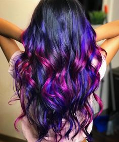 52 Pink and Purple Hair Color Ideas That Will Amaze You Video Pravana Violet, Galaxy Hair Color, Exotic Hair Color, Pink And Purple Hair, Pink Purple Hair, Purple Hair Color, Pink Hair Dye, Galaxy Hair, Black Hair With Highlights