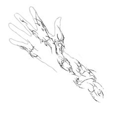 a drawing of a hand reaching for something