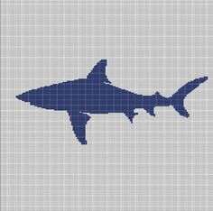 a cross stitch pattern with a blue shark on it's back and the words, `