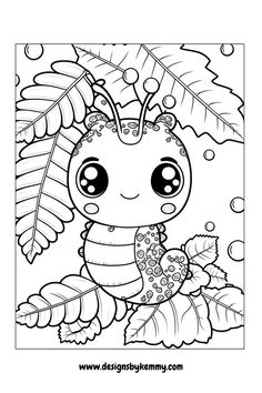 Free Adult Coloring Pages | Cute Kawaii Coloring Pages | Designs By Kemmy Cute Kawaii Coloring Pages, Kawaii Coloring Pages, Coloring Pages Cute, Farm Animal Coloring Pages, Pattern Coloring Pages, Bird Coloring Pages