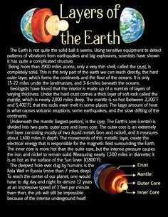 an article about layers of the earth on a black background, with text below it