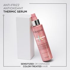 This frizz-reducing leave-in hair treatment hydrates and protects the hair fiber from external aggressors. The antioxidant-rich formula smoothes, softens, and provides up to 450-degree heat protection. Hair is 96% smoother* and instantly softer Intense protection against humidity Rich antioxidant properties protect hair from oxidative stress Thermal protection up to 450°F *Vs. Untreated Hair Awarded Marie Claire's Excellence in Beauty Awards 2022 Protects Color Heat Protectant Smooths Softens Ha Kerastase Serum, Healthy Hair Colors, Gene False, Best Hair Care Products, Tartaric Acid, Hair Concerns, Soften Hair, Heat Protectant, Color Treated Hair