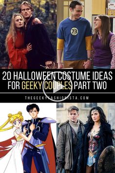 some people are dressed up in costumes and posing for pictures with the caption that says 20 halloween costume ideas for geek cos part two