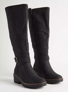 Lug Sole Buckle Knee Boot (WW)Lug Sole Buckle Knee Boot (WW), BLACK Black Knee High Boots, Unique Fits, Knee Boot, Wide Calf Boots, Black Knees, Trendy Plus Size Clothing, Wide Calf, Wide Boots, Beauty Ideas