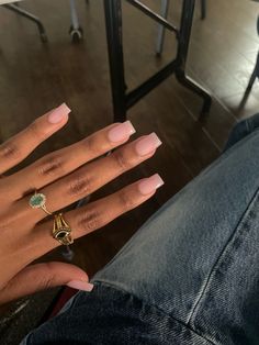 Clear Pink Tapered Square Nails, Straight Short Nails, Flare Square Nails, Acrylic Overlay With Tips, Soft Gel Overlay Nails, Natural Looking Nail Ideas, Sheer Pink Square Nails, Square Square Acrylic Nails, Acrylic Nails That Look Natural