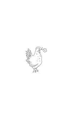 a black and white drawing of a chicken