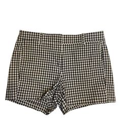 Nwt J. Crew Navy White Gingham Chino Shorts. Size 4. Measurements Shown In The Pictures. Chic Fitted Plaid Shorts, Preppy Gingham Bottoms In Short Length, Chic Gingham Shorts, Classic Spring Plaid Bottoms, Chic Gingham Short Bottoms, Preppy Shorts For Summer Workwear, Preppy Fitted Shorts With Short Length, Preppy Summer Workwear Shorts, Fitted Plaid Cotton Shorts