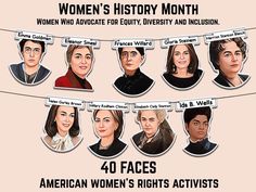 the women's history month poster features portraits of women from different ages and races