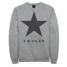 David Bowie fans will rock a laid-back vibe with this men's Black Star album sweatshirt. David Bowie fans will rock a laid-back vibe with this men's Black Star album sweatshirt. Crewneck Long sleeves FABRIC & CARE Cotton, polyester Machine wash Imported Color: Med Grey. Gender: male. Age Group: adult. Pattern: Graphic. Material: Cotton / Poly. Winter Star Print Crew Neck Sweatshirt, Winter Crew Neck Sweatshirt With Star Print, Relaxed Fit Sweatshirt With Star Print For Fall, Relaxed Fit Star Print Sweatshirt For Fall, Band Merch Logo Print Sweatshirt For Fall, Band Merch Sweatshirt With Logo Print For Fall, Fall Band Merch Sweatshirt With Logo Print, Relaxed Fit Tops With Star Logo For Streetwear, Band Logo Long Sleeve Sweatshirt