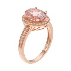 Designed with a pink crystal center stone encompassed with cubic zirconia accents, this oval halo ring provides graceful beauty. Click on this JEWELRY & WATCHES GUIDE to learn about fit, styles, materials and more!RING DETAILS Width: 0.45 in. Metal: sterling silver Plating: 18k rose gold Additional details: milgrain accents Packaging: boxed CUBIC ZIRCONIA DETAILS Total weight: 3/8 ct. Shape: round Setting: pave Gemstones may have been treated to enhance their appearance. Special care may be requ Pink Oval Halo Ring For Formal Occasions, Elegant Oval Pink Ring, Formal Oval Pink Halo Ring, Formal Pink Oval Halo Ring, Elegant Pink Oval Ring, Oval Pink Gold Diamond Ring, Oval Halo Ring In Rose Gold, Oval Rose Gold Halo Ring, Oval Halo Ring With Center Stone In Rose Gold