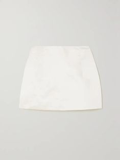 LIBEROWE + NET SUSTAIN Vera duchesse cotton-blend satin mini skirt | NET-A-PORTER White Satin Skirt, White Satin Shirt, Princess Closet, Silk Mini Skirt, Satin Mini Skirt, White Mini Skirt, Wool Mini Skirt, Micro Mini Skirt, Estilo Preppy