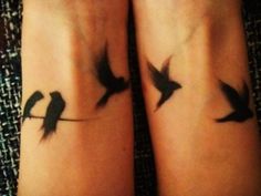 two black birds on the back of their legs