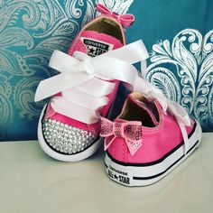 Pink crystal toddler converse. Genuine converse. Pageant Shoes, Bling Converse, Toddler Converse, Girls Shoes Sneakers, Girls Converse, Pink Converse, Girls Sneakers, Tiaras And Crowns, Converse All Star