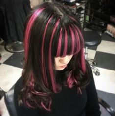 Black And Pink Hair, Dye My Hair, Hair Inspiration Color, Hair Inspo Color, Grunge Hair, Black And Pink